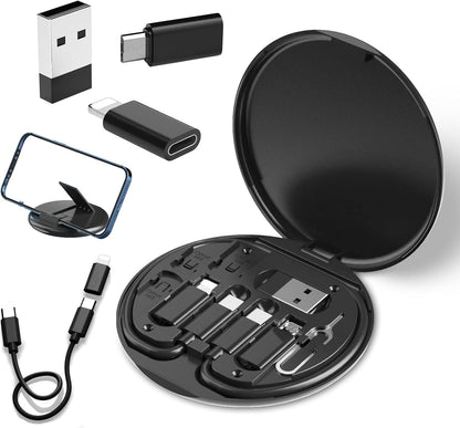 Companion: All-in-One USB Travel & Tech Charging Kit – 60W Fast Charging Cable Set with Type-C, Lightning & Micro USB, Built-in Mobile Stand