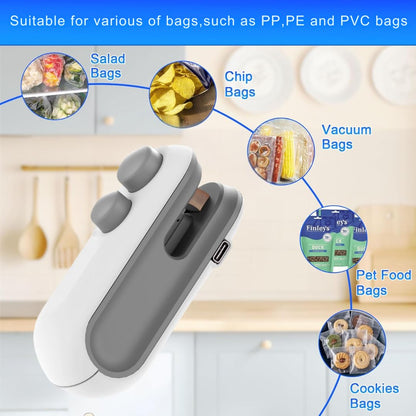Sealy: 2-in-1  Mini Bag Sealer & Cutter, USB-C Rechargeable Portable Handheld Food Storage Sealing Machine for Snacks, Chips & Plastic Packets