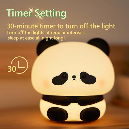 Bunbun: Adorable Color-Changing Silicone Night Panda Lamp – Soft Touch LED Light with Rechargeable Battery & Cozy Glow