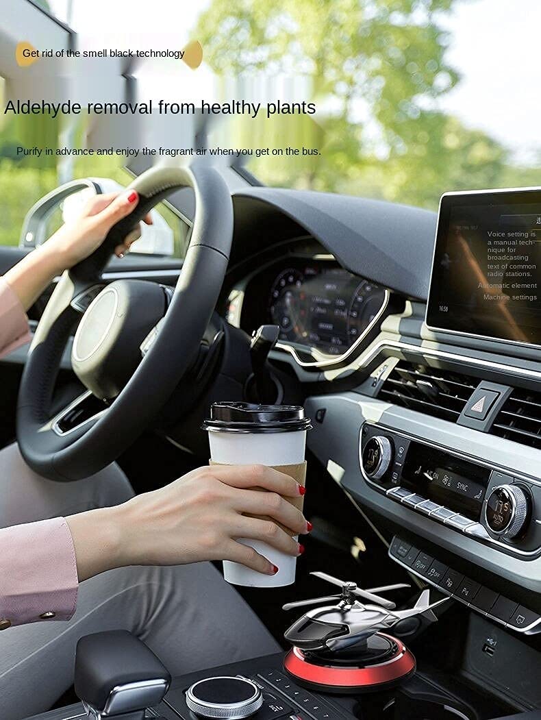 Copter: Solar Powered Helicopter Car Perfume Diffuser with Rotating Design & Aroma Oil for Dashboard Freshness