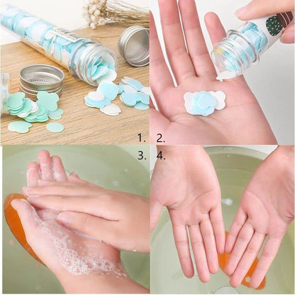 FruityClean: Set of 3 Cute Travel-Friendly Hand Soap Paper Flake Tubes – Perfect for On-the-Go Hygiene