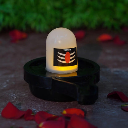 Shiva: Water-Activated Glowing Lord Shiva Shivling LED Idol (Set of 4) for Home Décor & Pooja