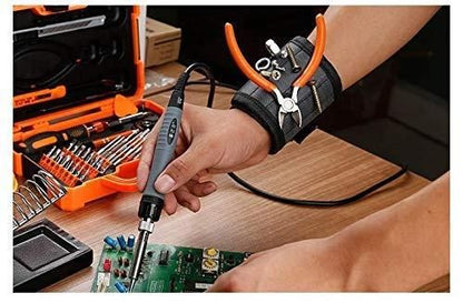NutMag: Magnetic Wristband for Tools with Strong Adjustable Strap for Holding Screws, Nails, Bolts & Drill Bits