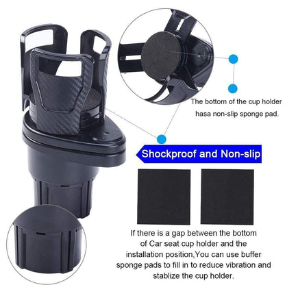 DuoHold: 2-in-1 Car Cup Holder Expander with 360° Rotation & Adjustable Dual Cup Slots for Large Drinks & Travel Convenience