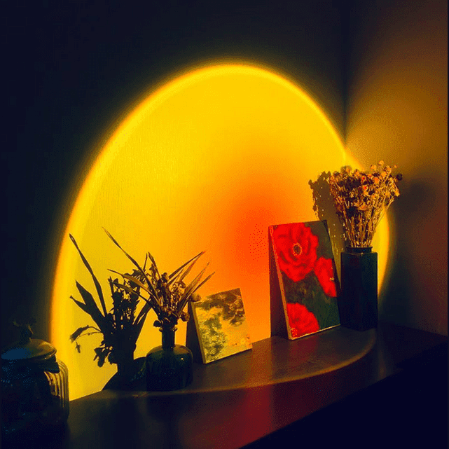 Aura: 16-Hue RGB Sunset Lamp with Remote Control, USB Plug-In & 360° Rotatable Head for Ambience & Content Creation
