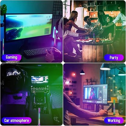 VibEQ: Sound Reactive RGB Light Bar, USB-C Rechargeable with In-built Mic & 32 Patterns, LED Strip for Car, Desk, Studio & Gaming Room