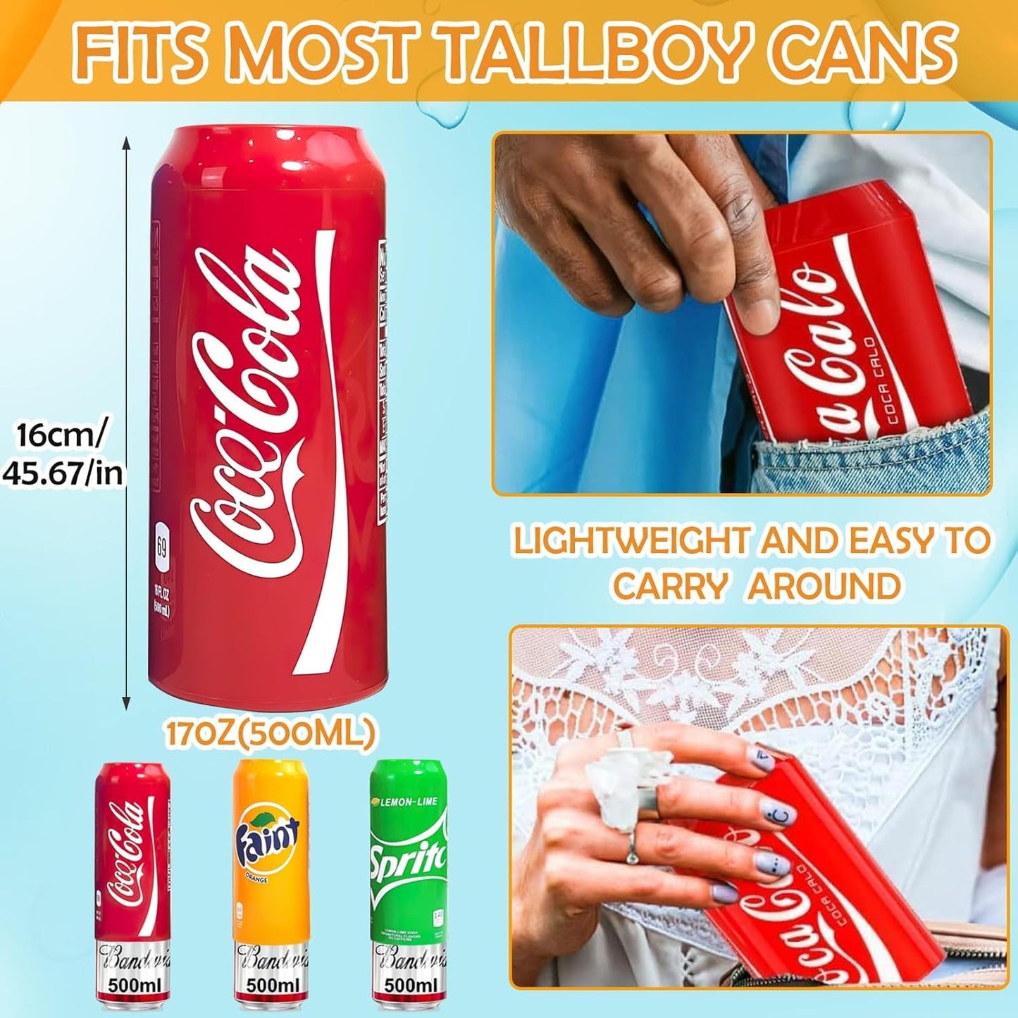 Boozie: 2Pc Silicone Beer Can Sleeves with Insulation, Soda for 550ML Cans – Looks Like Regular Soda Can | Hide Alcoholic Beverage Easily | Cola & Monster (Pack of 2)