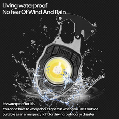 Glowbit: Ultimate 9-in-1 COB Keychain LED Work Light with Magnetic Back, Lighter, Bottle Opener, Screwdriver, Whistle, Seatbelt Cutter, Foldable Stand & Carabiner with USB-C Charging