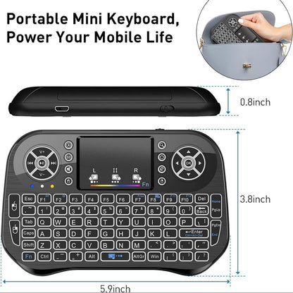 Keyboo: Mini Wireless Keyboard & Mouse with Bluetooth & USB Dongle, Rechargeable Backlit Remote for Smart TV, Android TV Box, PC & Mobile