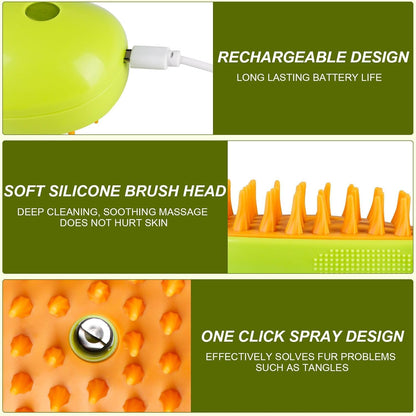 Steamu: 3-in-1 Pet Hairbrush with Steam for Gentle Grooming & Shedding Control in Cats & Dogs