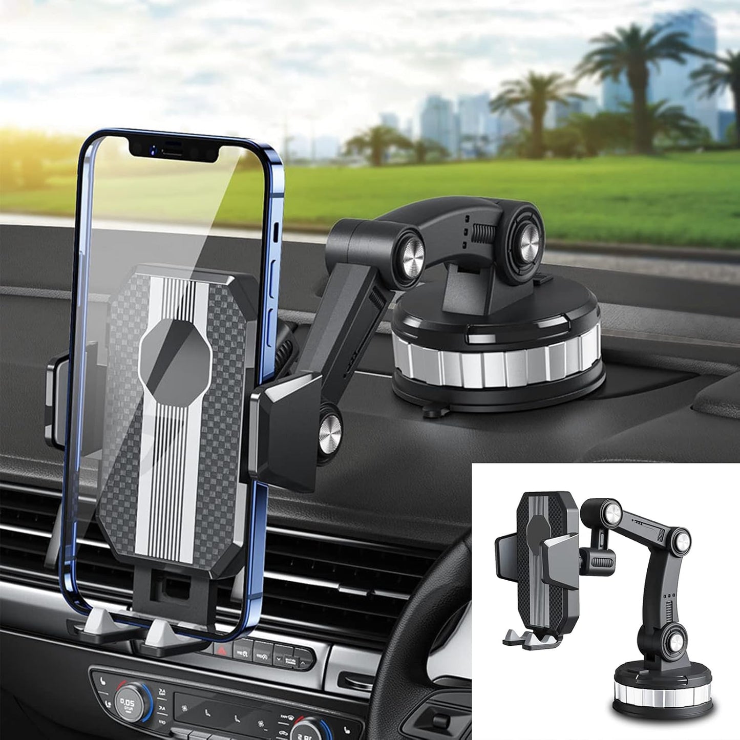 Dash360: 360° Rotating Suction Phone Holder with Strong Grip for Car Dashboard & Windshield – Universal Mobile Mount