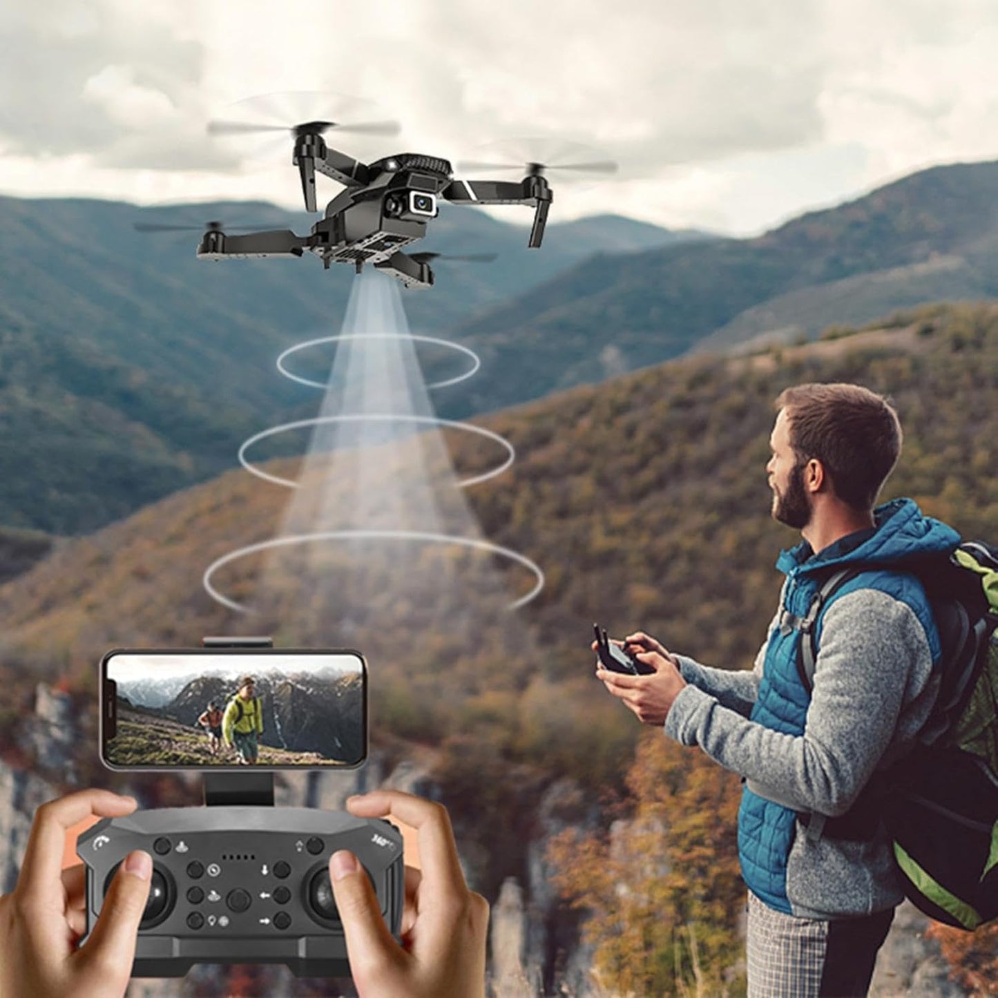 SkyMaster: Dual-Camera Foldable Drone with WiFi FPV, Wide-Angle Lens & Live Video Streaming