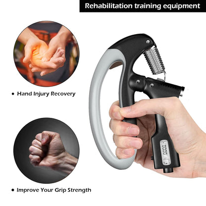Grippy: Adjustable Hand Grip Strengthener with Built-In Counter, 10kg to 100kg Resistance Trainer for Wrist & Forearm Muscle Building