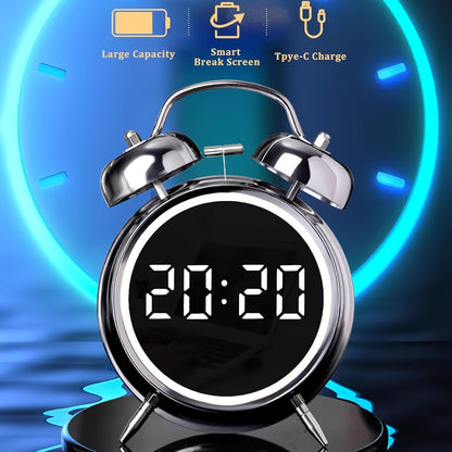 Wakee: Retro LED Alarm Clock with Twin Bells – Extra Loud Battery-Powered Clock for Heavy Sleepers, Stylish Wake-Ups & Desk or Bedroom Decor
