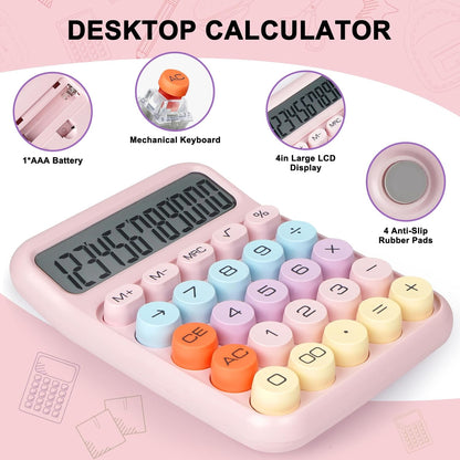 Pastel: Cute & Quirky Aesthetic Calculator with 12-Digit Display, Large Buttons & Pastel Color Design for Office & Students