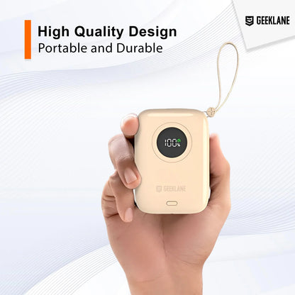 Pebble: 10,000mAh Palm-Sized Power Bank with Built-In Cables, 23W Fast Charging & PD for iPhone & Android