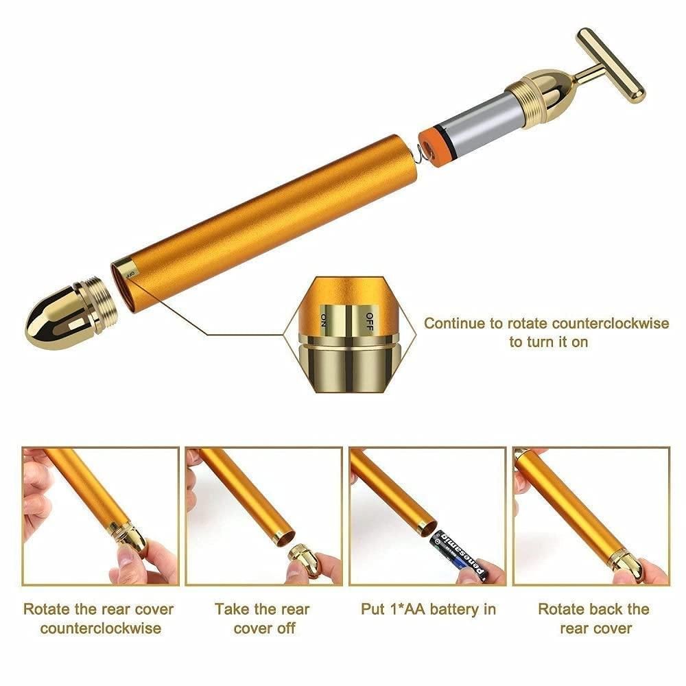 GlowLift: Electric Vibration Facial Massage Roller with T-Shaped Design for Anti-Wrinkle Skin Care & Face Lifting