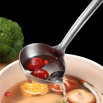 OilFree: Stainless Steel Oil Separator Spoon with Long Handle & Grease Filter for Healthy Cooking & Hot Pot