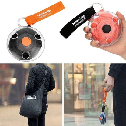 RollUp: Retractable & Foldable Reusable Tote Bag with Carabiner for Grocery Shopping & On-the-Go Storage