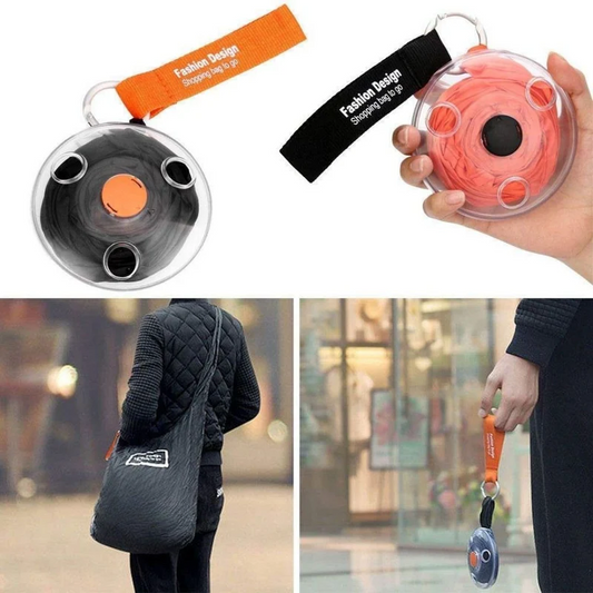 RollUp: Retractable & Foldable Reusable Tote Bag with Carabiner for Grocery Shopping & On-the-Go Storage
