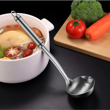 OilFree: Stainless Steel Oil Separator Spoon with Long Handle & Grease Filter for Healthy Cooking & Hot Pot