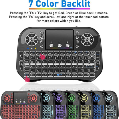 Keyboo: Mini Wireless Keyboard & Mouse with Bluetooth & USB Dongle, Rechargeable Backlit Remote for Smart TV, Android TV Box, PC & Mobile
