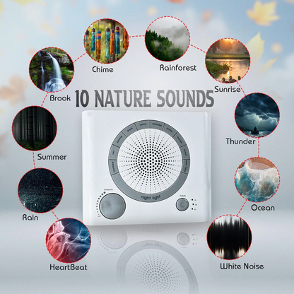 DreamWave: Sleep Therapy Sound Machine with Natural Soothing Sounds, Anxiety Relief, Auto-Off Timer & Battery/Adapter Power Options