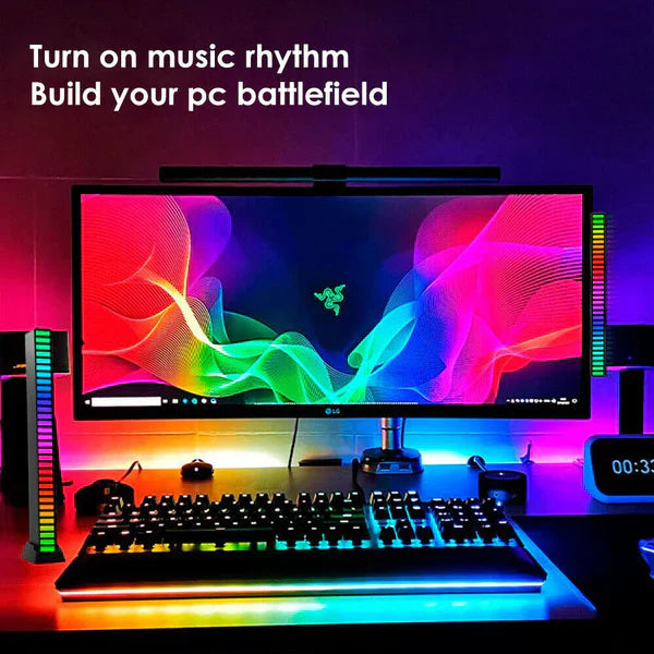 VibEQ: Sound Reactive RGB Light Bar, USB-C Rechargeable with In-built Mic & 32 Patterns, LED Strip for Car, Desk, Studio & Gaming Room