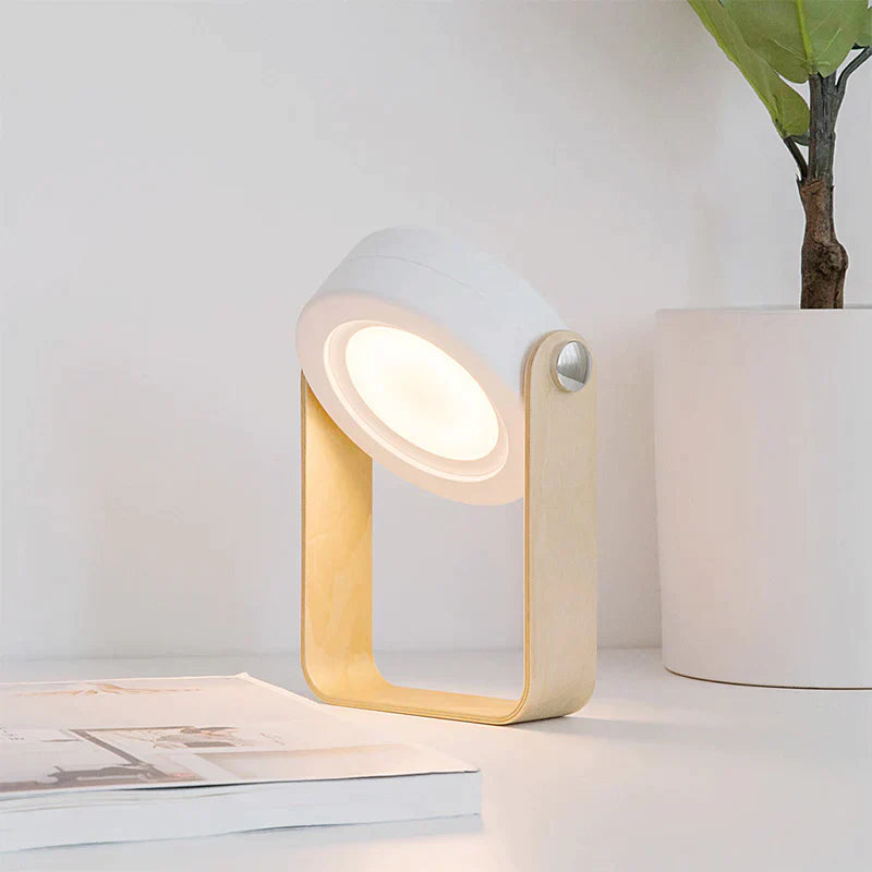 FlexiGlow: Modern 2-in-1 Rechargeable LED Lantern with Foldable Design, Dimmable Touch Control & Portable Wooden Handle