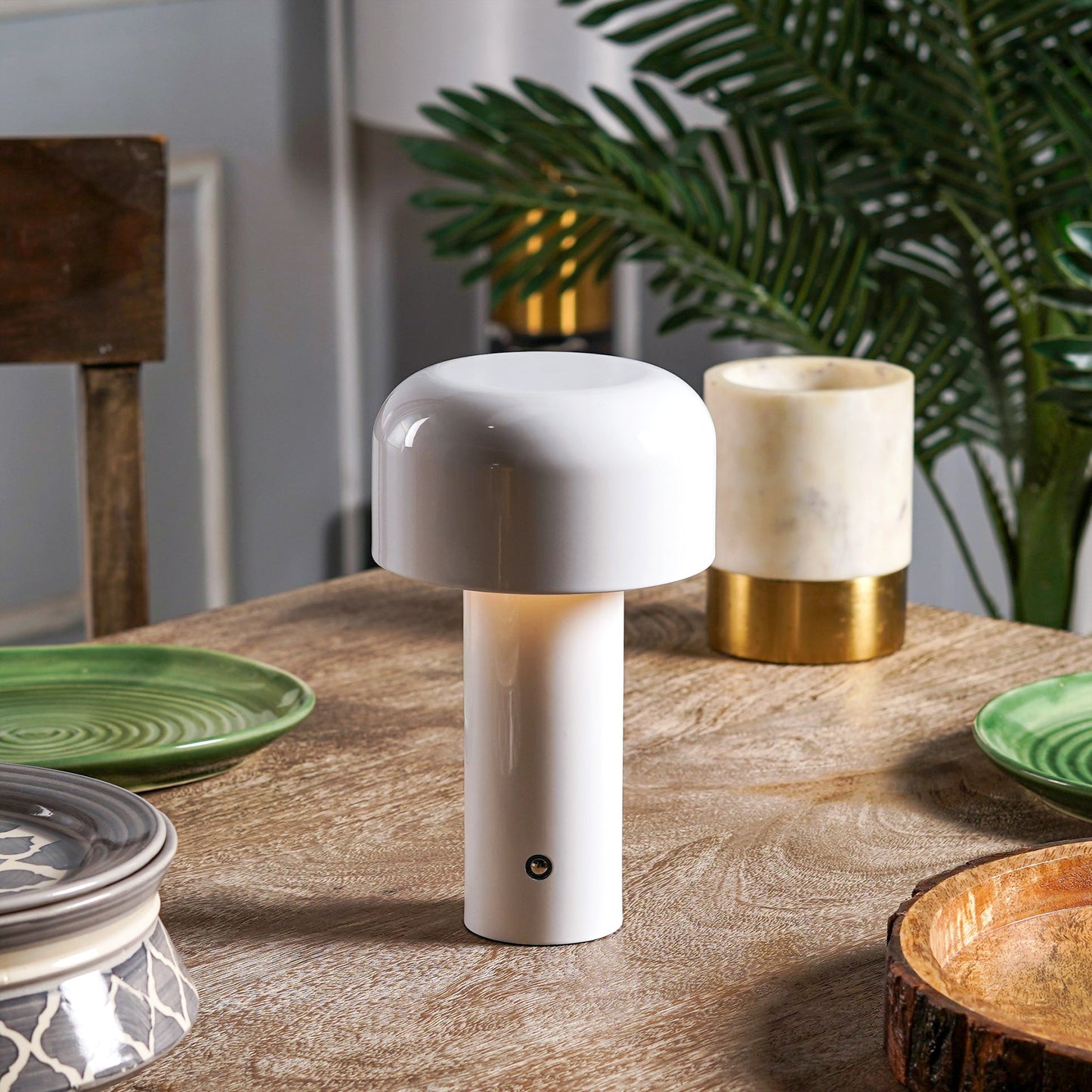 Shroom: Wireless LED Ambient Glow Lamp with Touch Control, 3-Color Dimming & Stylish Design for Home & Office