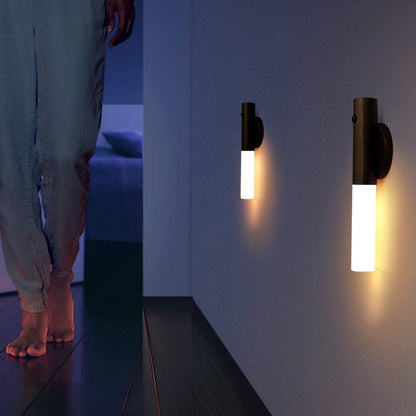 Wand: Magnetic Motion Sensor Light with USB Rechargeable LED & Wall-Mounted Wooden Torch Design for Home & Hallways