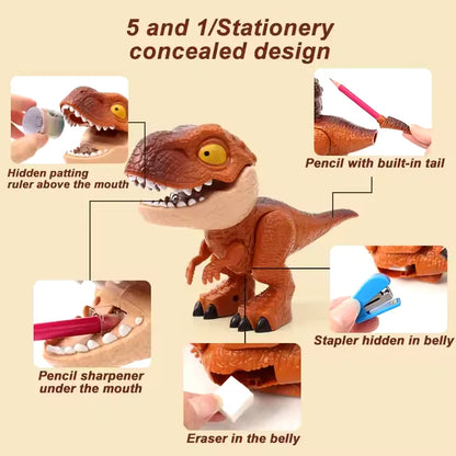 DinoKit: Unique 5-in-1 Dinosaur Stationery Set with Pencil Case & Writing Essentials – Fun School Supplies & Perfect Gift for Kids