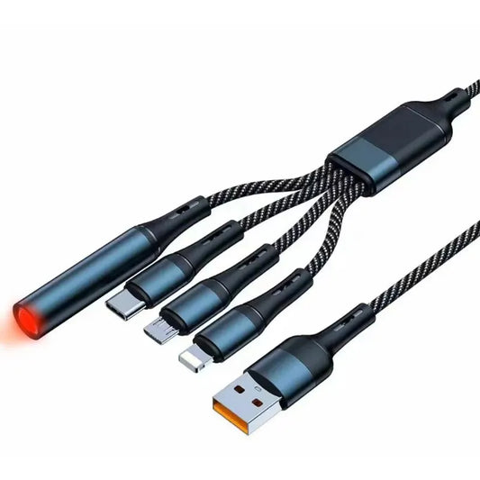 Ignit: 4-in-1 Fast Charging Cable with Built-In Lighter – Multi-Port USB Cord with Type-C, Lightning & Micro USB for Phones & Travel Use
