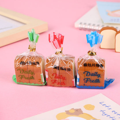 Loaf: 4-Piece Toast Bread Eraser Set – Cute & Fun Stationery for Students & Office Use (Pack of 3)