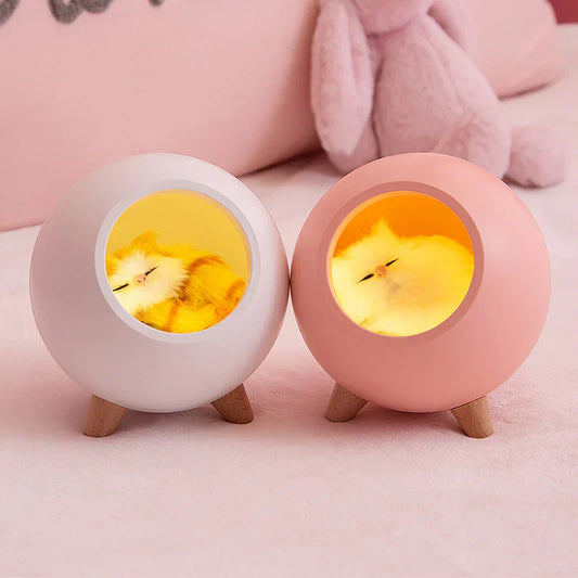 Cozy: Cute Kitten Decorative Night Light with Type-C Charging, Rechargeable Cat House LED Lamp for Cat Lovers, Home & Bedroom Ambience