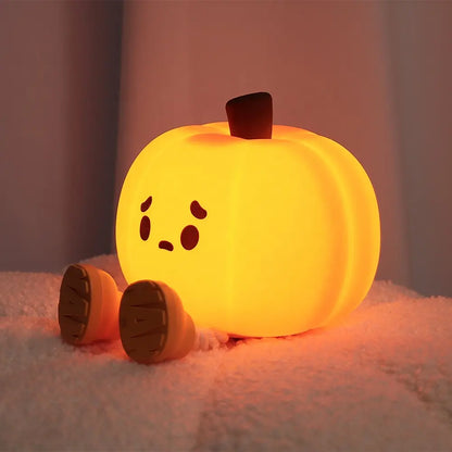 Pumkin: Portable Adorable Squishy Pumpkin Night Lamp with Dimmable LED, Rechargeable Silicone Design & Touch Control