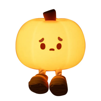 Pumkin: Portable Adorable Squishy Pumpkin Night Lamp with Dimmable LED, Rechargeable Silicone Design & Touch Control