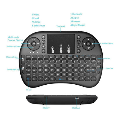 Keyboo: Mini Wireless Keyboard & Mouse with Bluetooth & USB Dongle, Rechargeable Backlit Remote for Smart TV, Android TV Box, PC & Mobile