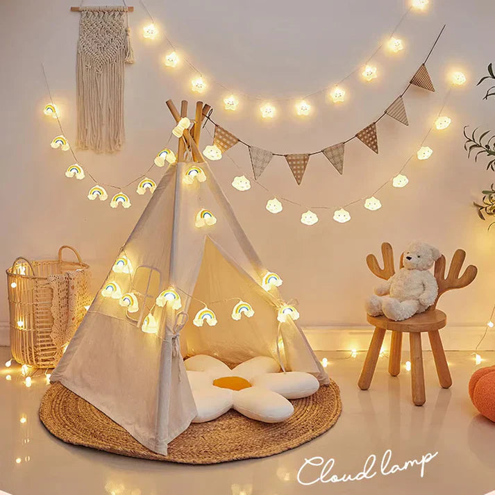 Cloudy: 10ft Cloud & Rainbow LED Fairy String Lights for Bedroom, Festive Décor & Christmas Tree Decoration