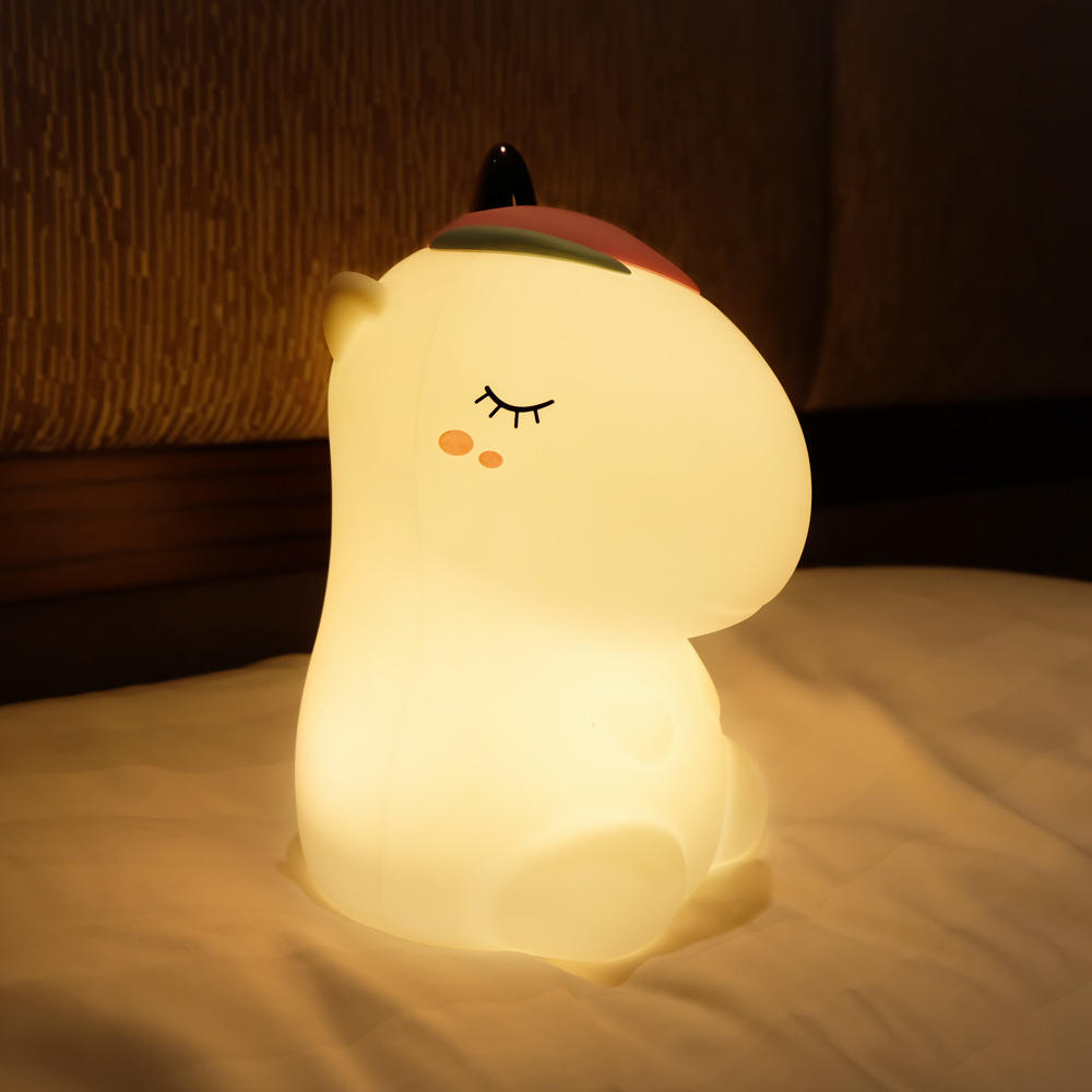 Unico: Adorable Unicorn Silicone LED Night Lamp with 7-Color Breathing Modes & Touch Sensor Control