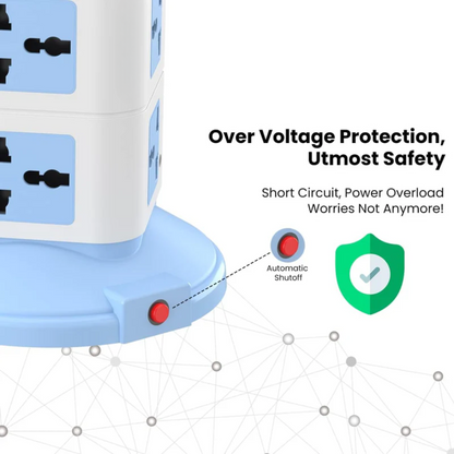 PowerX: Extension Board with 8 Outlets & 3 USB Ports, Surge-Protected Multi-port Power Strip for Home Electronics