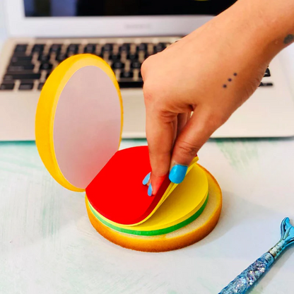 BurgerPad: Fun & Quirky Burger-Shaped Memo Pad with 100 Unruled Pages, Pocket-Size Notepad for Notes & Journaling