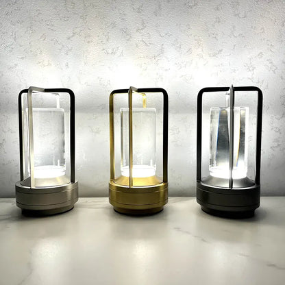 Elegance: Modern Crystal LED Table Lamp with Touch Control, 3-Color Stepless Dimming & Rechargeable Cordless Design for Home & Outdoor Décor