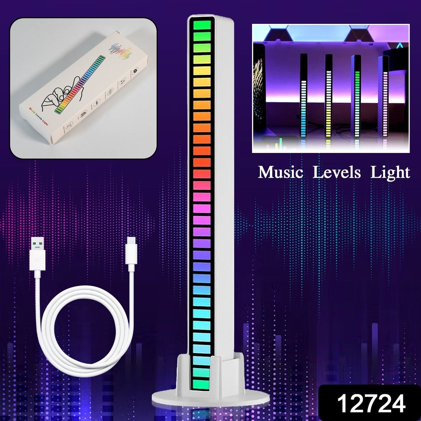 RhythmX: Voice-Activated RGB Light Bar with 40-Bit Pickup & Sound Reactive LED for Music, Desktop & Car Ambience