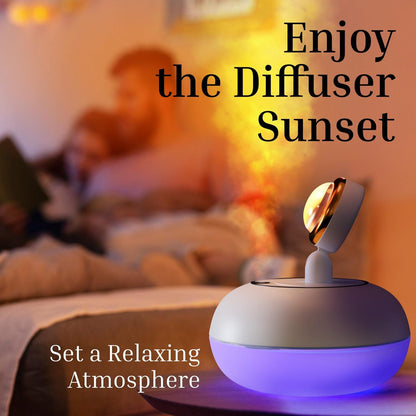 AuraMist: 2-in-1 Sunset Lamp & Cool Mist Humidifier USB Powered with Adjustable Mist Levels & 360° Rotatable Head
