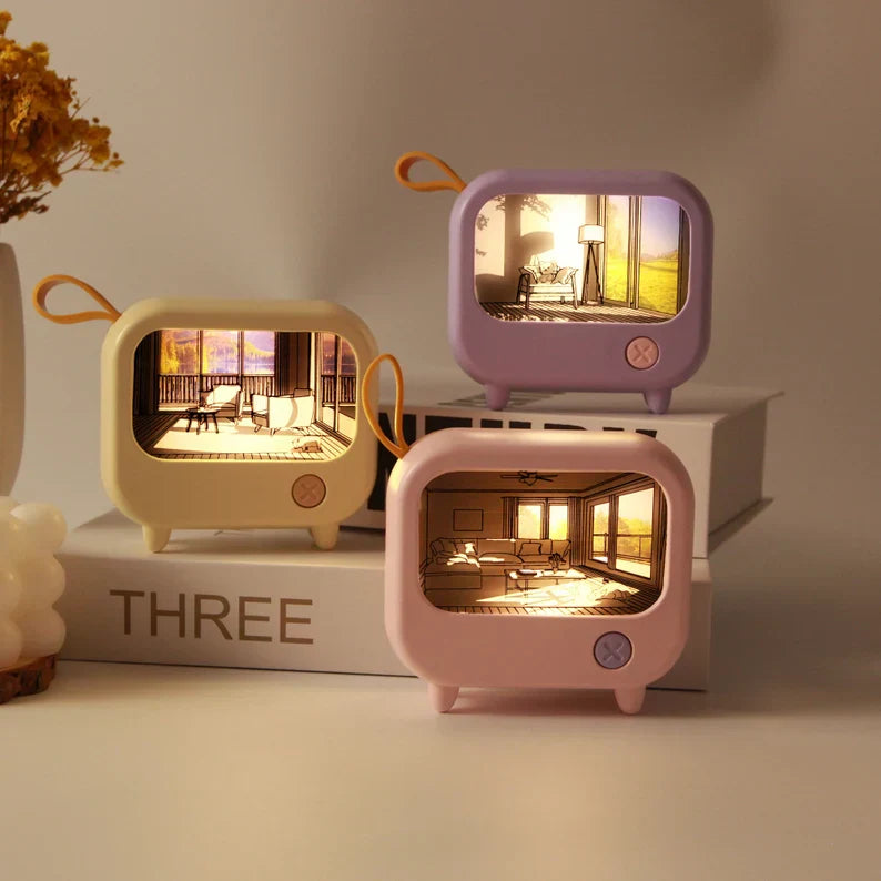 QuirkTV: Artistic Viral LED TV-Style Night Light with Dual Color Modes, Rechargeable Design & Retro Desk Décor Appeal