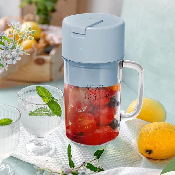 Blendy: Mason Jar Portable Smoothie Blender & Juicer USB Rechargeable with Handle, Straw & Easy-Cleaning
