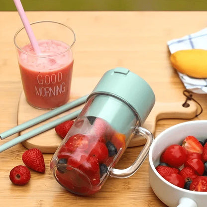 Blendy: Mason Jar Portable Smoothie Blender & Juicer USB Rechargeable with Handle, Straw & Easy-Cleaning