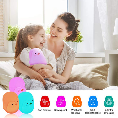 PengiGlow: Adorable Penguin Silicone Night Lamp with Rechargeable LED for Cozy Bedroom Ambience & Gifting